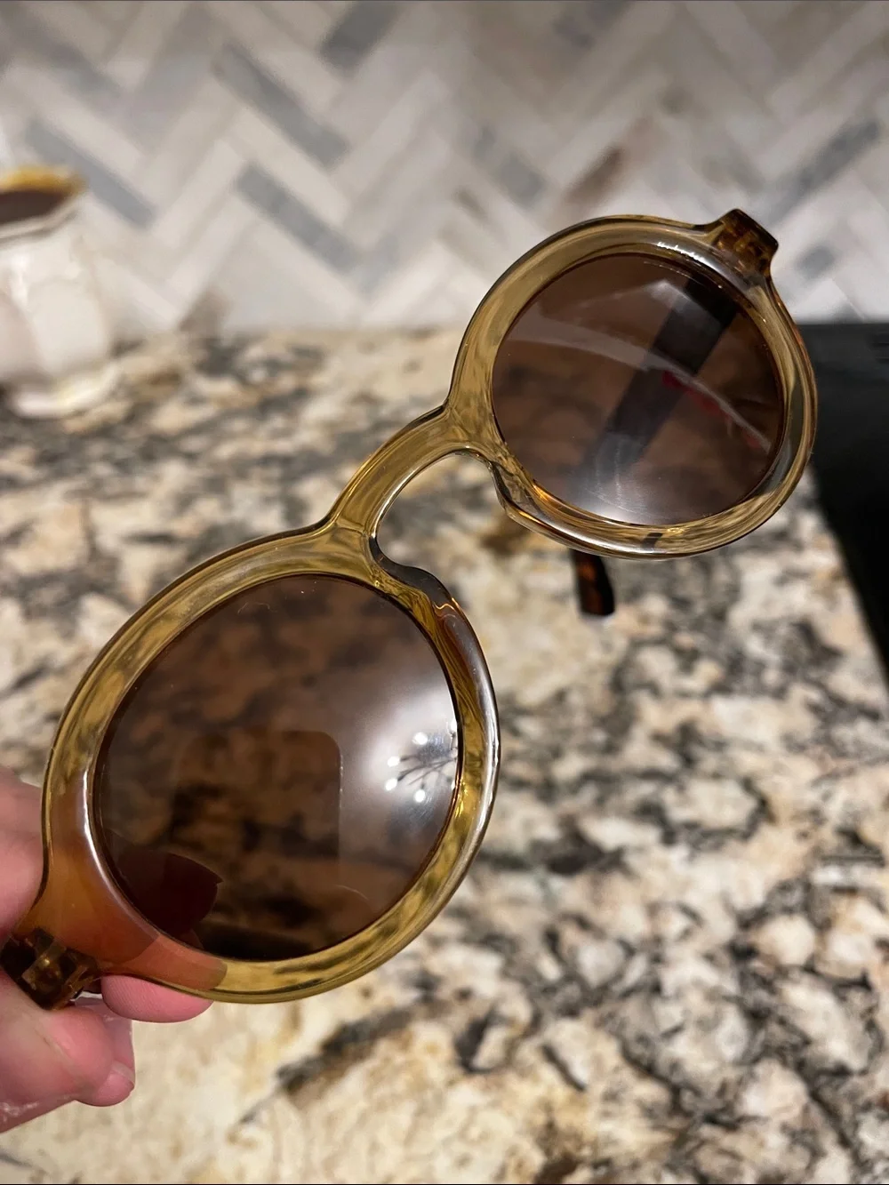Barber Charles Brown Round Sunglasses - Brown Frame